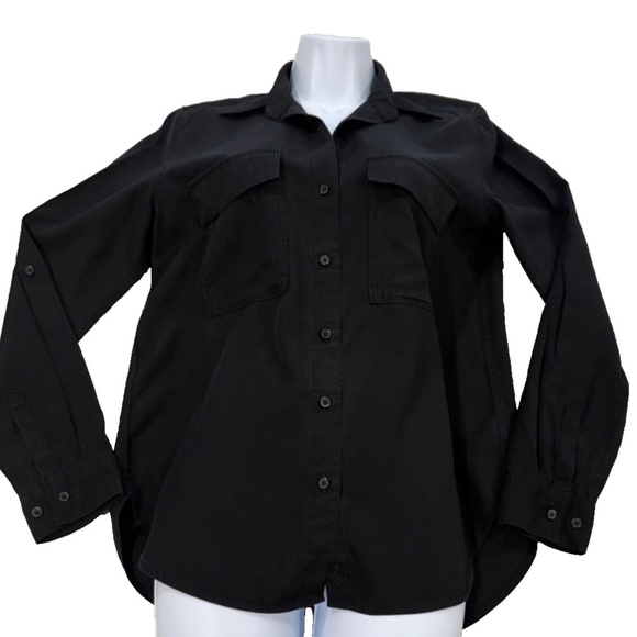 BABATON Aritzia Utility Tencel Lyocell Black Button Up Shirt; Women's XS - Picture 9 of 12